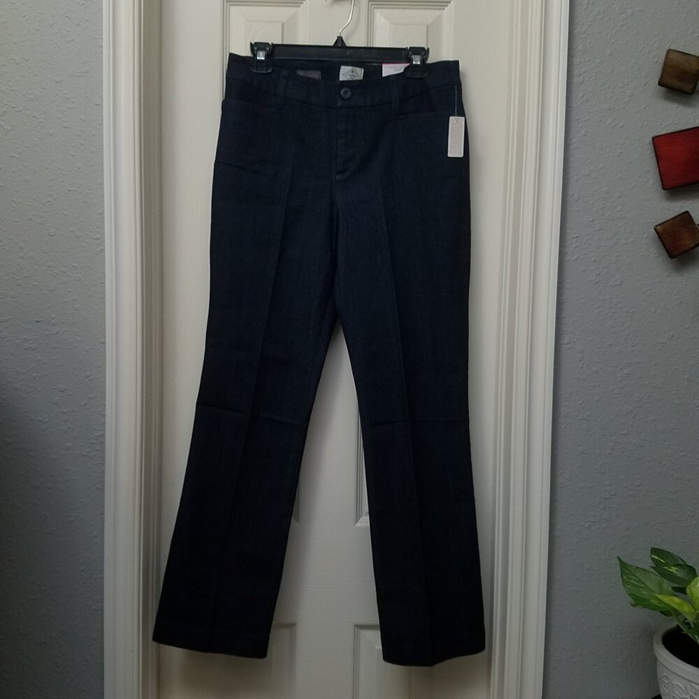 ST. JOHN’S BAY Womens Classic Fit Secretly Slender Career Dress Blue Denim Pant